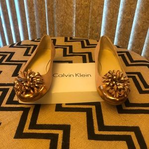 Rose shimmer Calvin Klein flat womens shoes